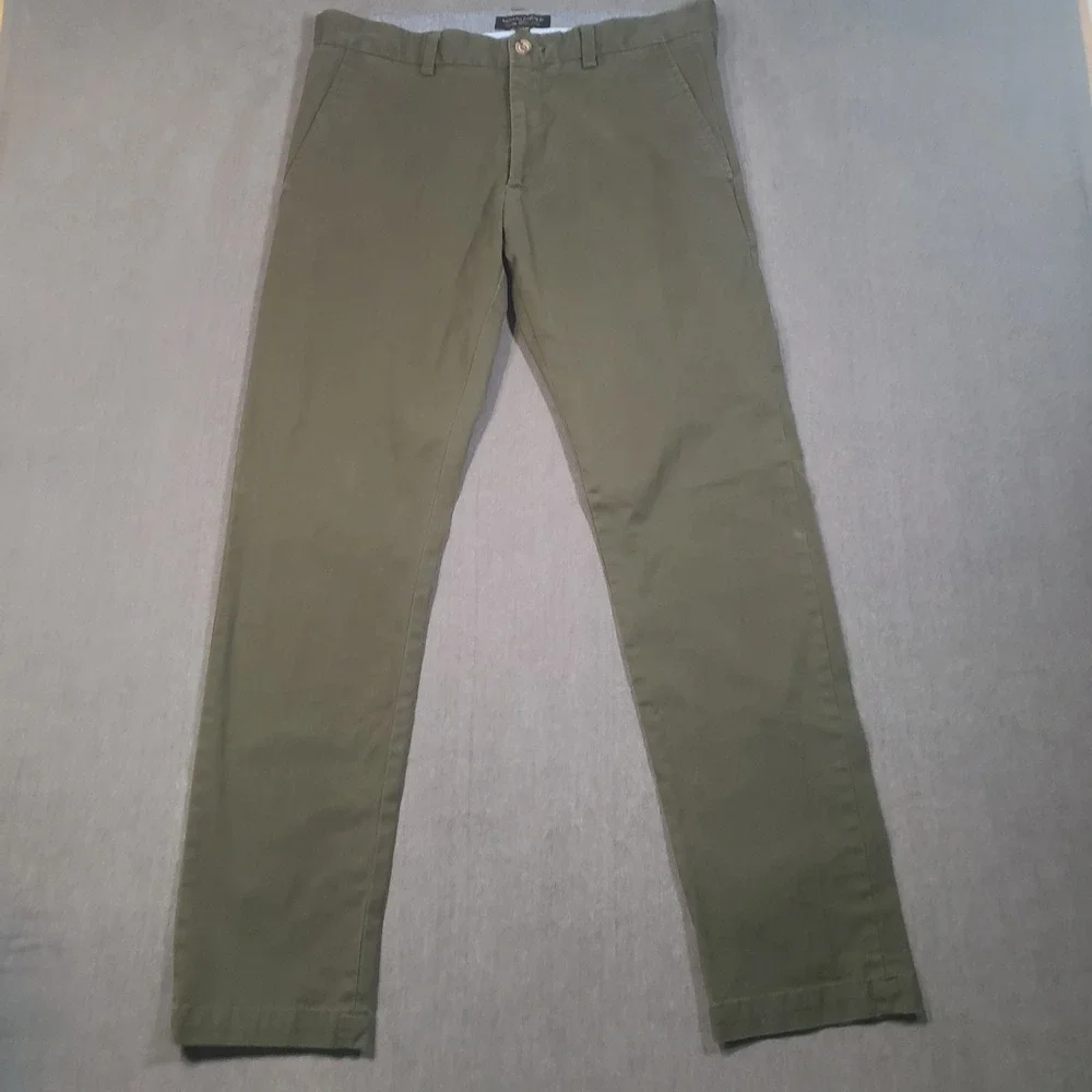 Banana Republic Fulton Skinny Chino Pants Mens 32x32 Olive Green Stretch Cotton